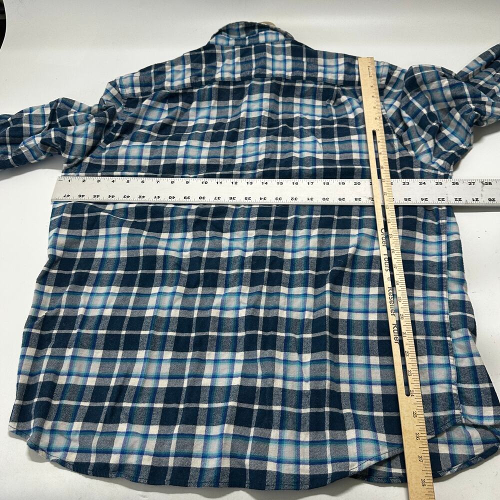 Old Navy Men Button Up Shirt XXL Blue Green Purple Plaid Long Sleeve 100% Cotton - Picture 4 of 8